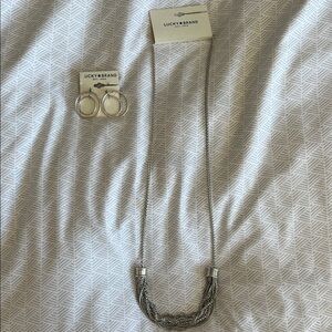 Lucky Brand Silver Multi-Strand Necklace and Hoop Earrings